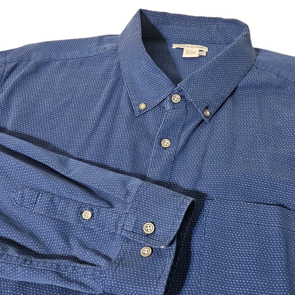 Carbon 2 Cobalt Mens XL Oxford Dress Shirt Cotton Button Blue XLT XL Tall Button